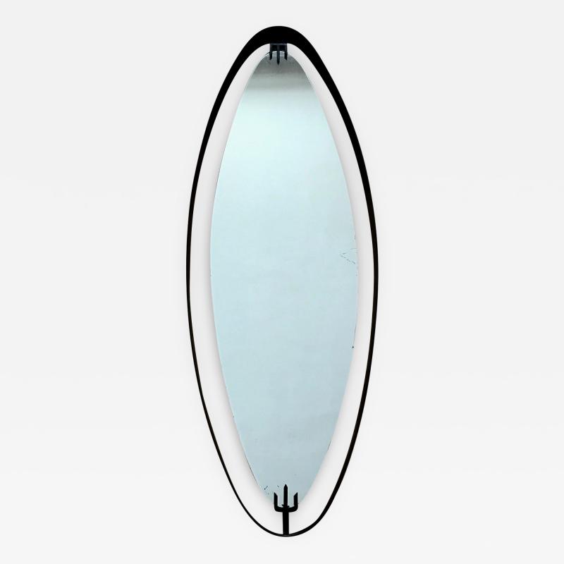  Santambrogio De Berti 1950s Oval Mirror in Iron by SantAmbrogio y de Berti