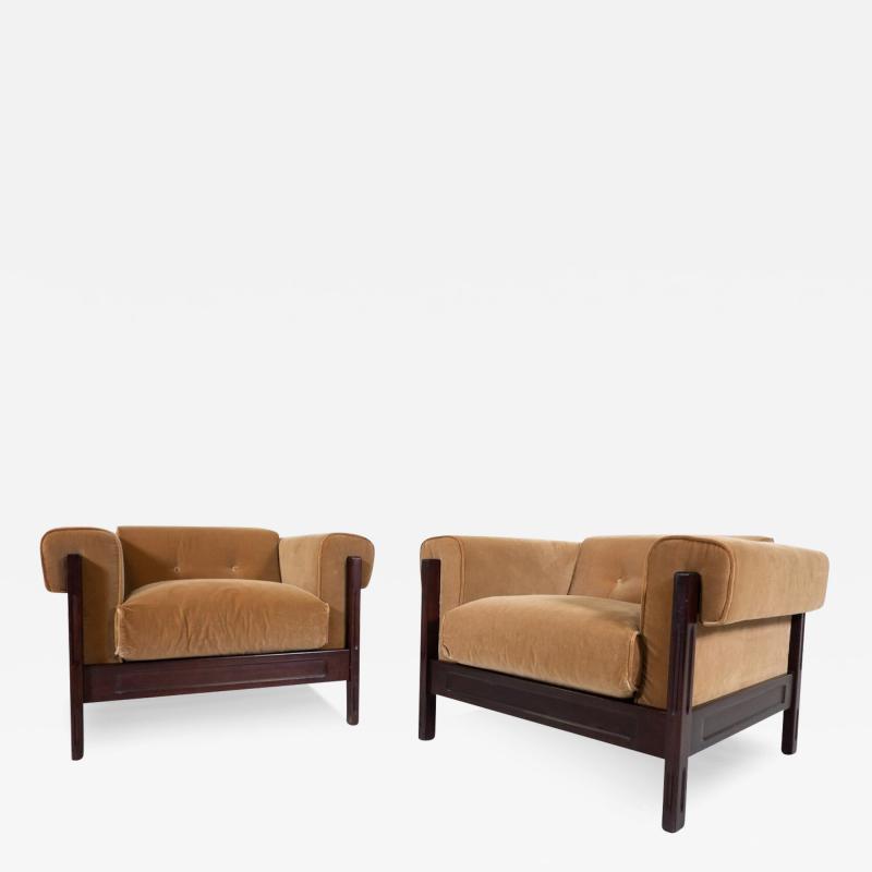  Saporiti Mid Century Pair of Armchairs by Saporiti Italy 1960s New Upholstery