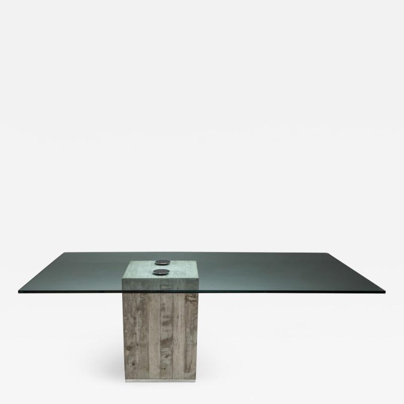  Saporiti Saporiti Concrete and Glass Dining Table 1970s