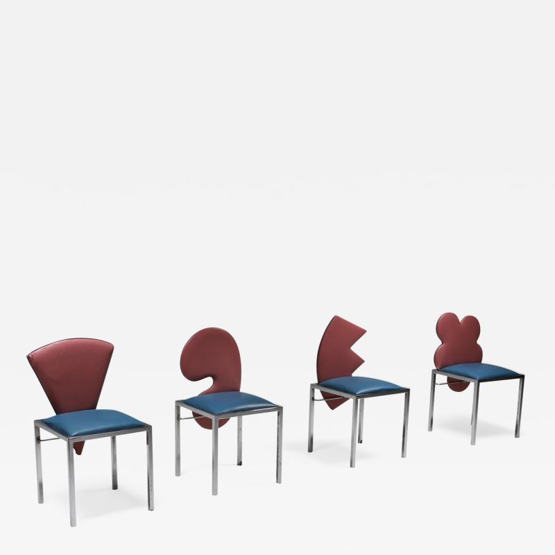  Saporiti Saporiti set of four chairs Warhol Malevich Kandinsky Fontana 1980s