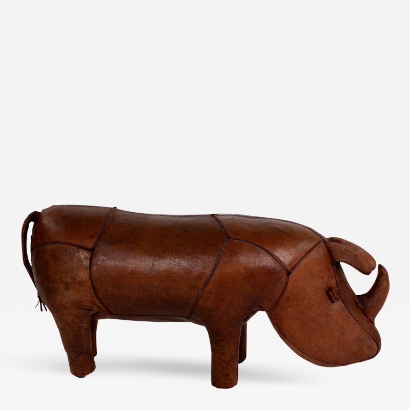  Sarreid Ltd Vintage Leather Rhinoceros Footstool By Sarreid Spain Circa 1970 