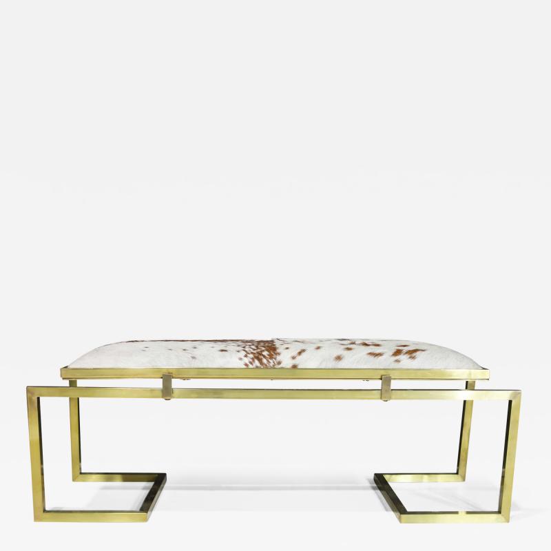  Scala Luxury Scala Luxury Clasp Bench in Soild Brass and Hair on Hide Upholstery