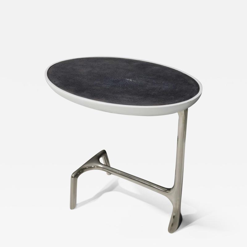  Scala Luxury Scala Luxury Uovo Side Table in Polished Nickel and Shagreen