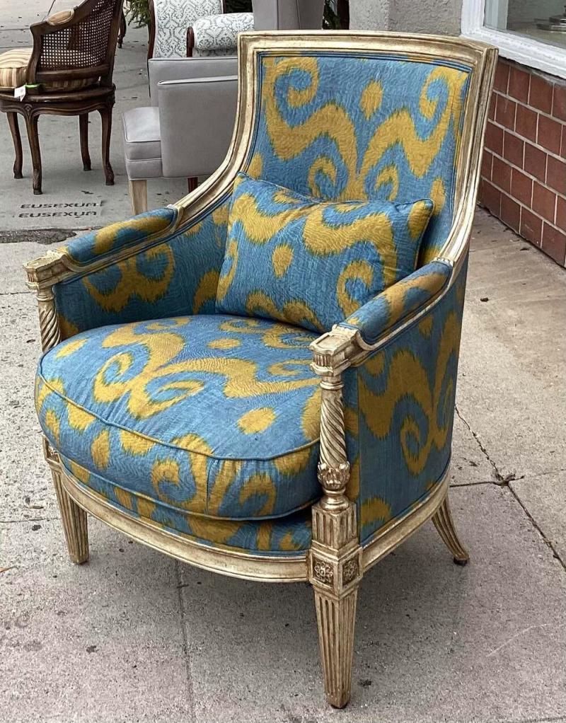 Scalamandre - 18th C Style Louis XVI Bergere Chair W Blue and Gold ...