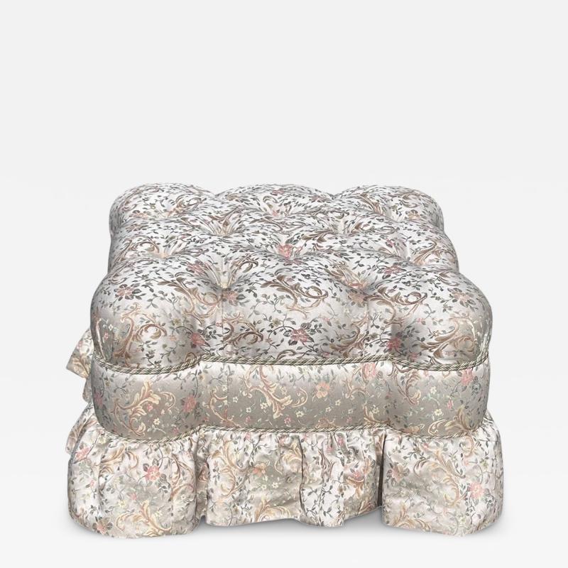  Scalamandre Scalamandre Silk Floral Tufted Upholstered Pouf Ottoman Footstool