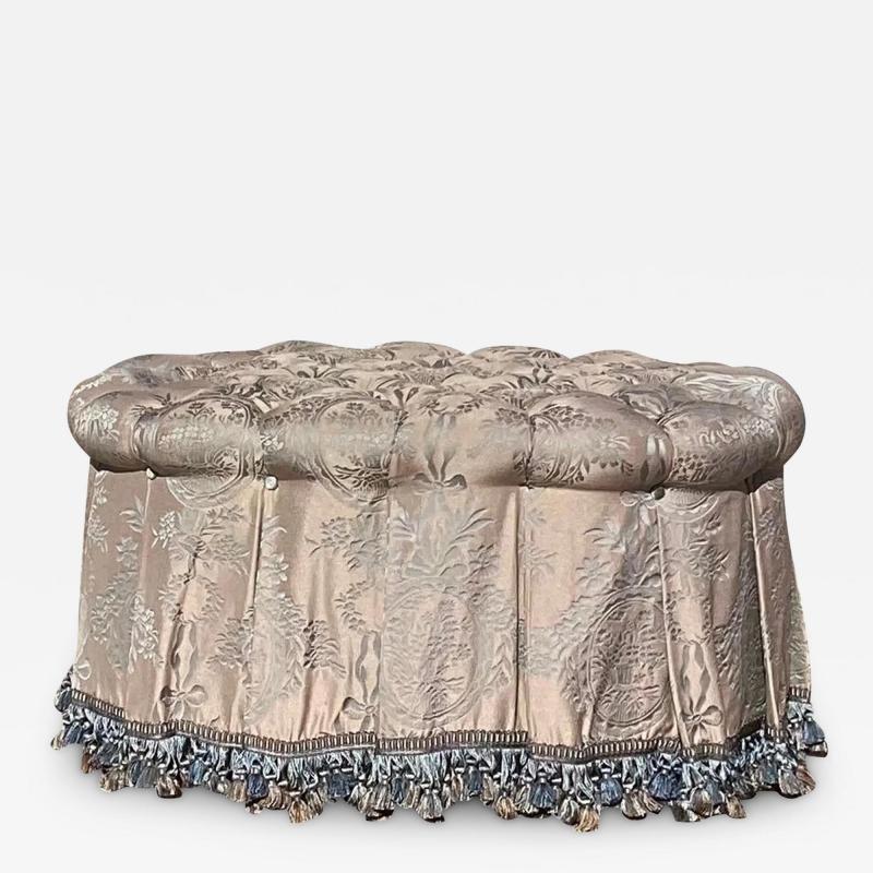  Scalamandre Vintage Scalamandre French Silk Damask Tufted Ottoman