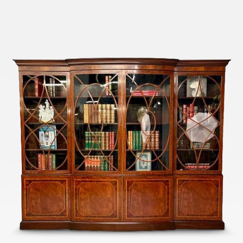  Schmieg Kotzian Schmieg Kotzian Georgian Breakfront or Bookcase Mahogany Satinwood 1920s