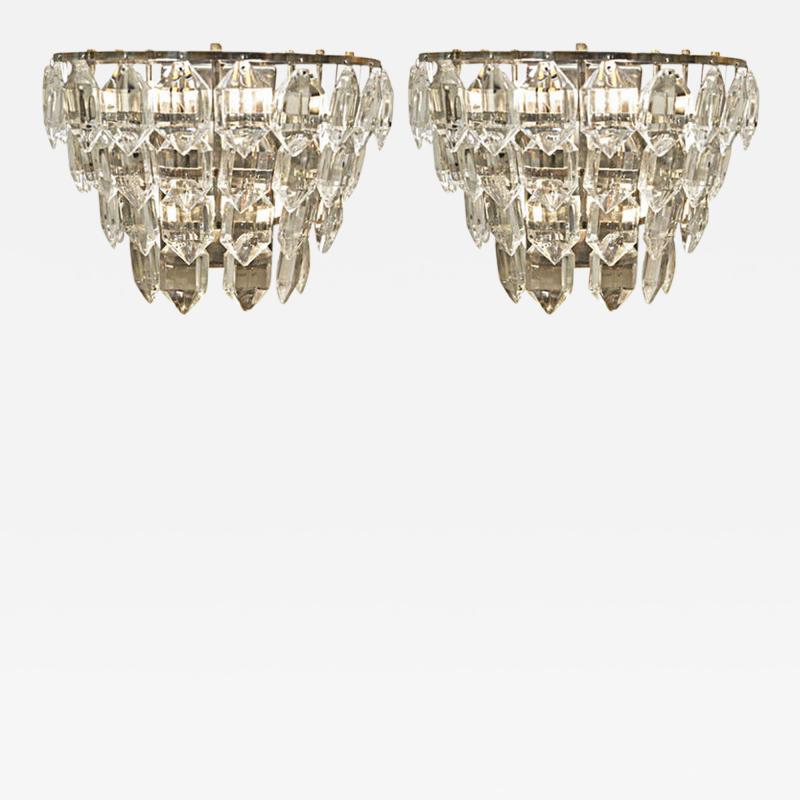  Schr der Leuchten Multi Tiered Crystal Silverplate Schr der Sconces