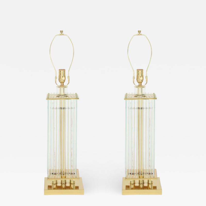  Sciolari Lighting Sciolari Brass and Glass Rod Table Lamps