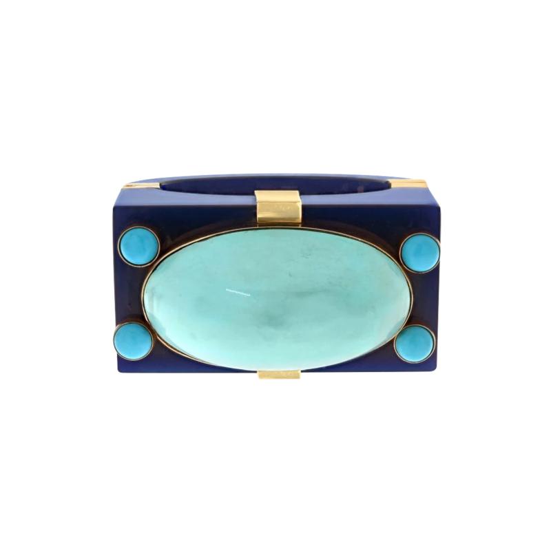  Seaman Schepps SEAMAN SCHEPPS 14K YELLOW GOLD TURQUOISE BAKELITE CUFF BRACELET