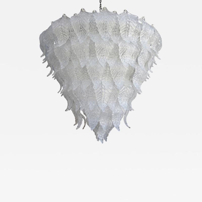  Seguso 1960s Murano Glass Leaf Chandelier in the Style of Seguso