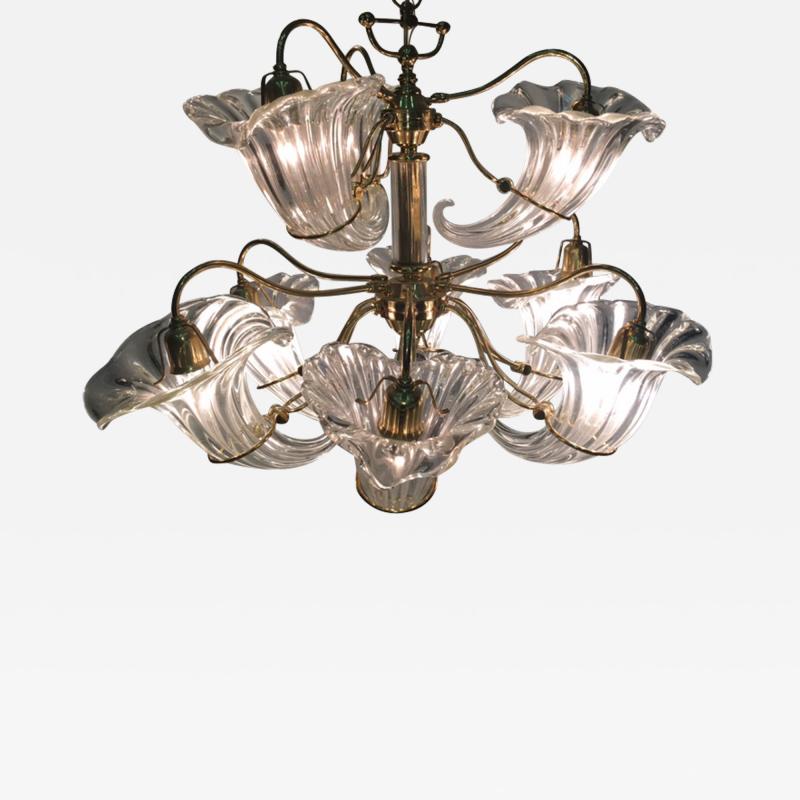  Seguso Beautiful Modernist Murano Glass Cornucopia Chandelier