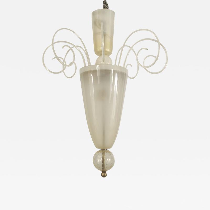  Seguso Italian Venetian Murano 1940s Frosted Glass Lantern