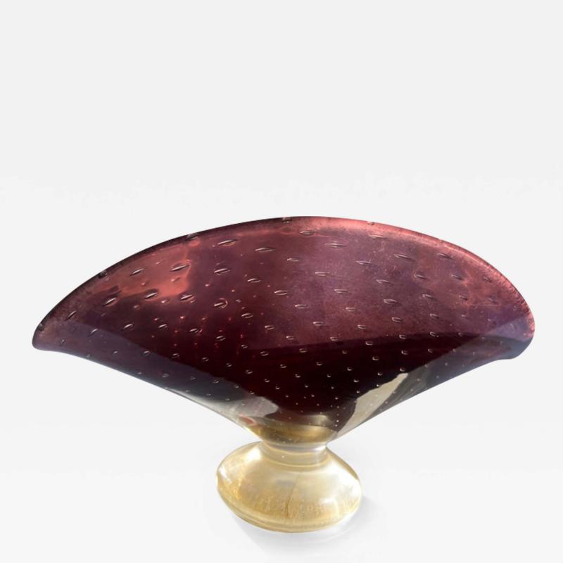  Seguso MODERNIST AMETHYST AND GOLD MURANO GLASS FOOTED BOWL