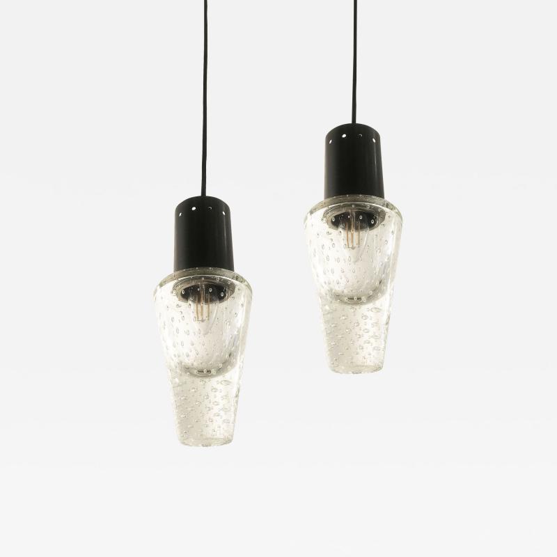  Seguso Pair of Bubble Glass Pendants by Seguso