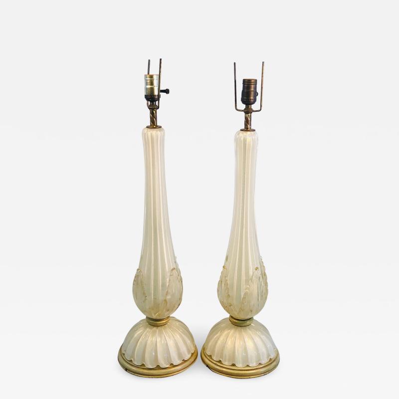  Seguso Pair of Seguso Handblown Glass Murano Lamps