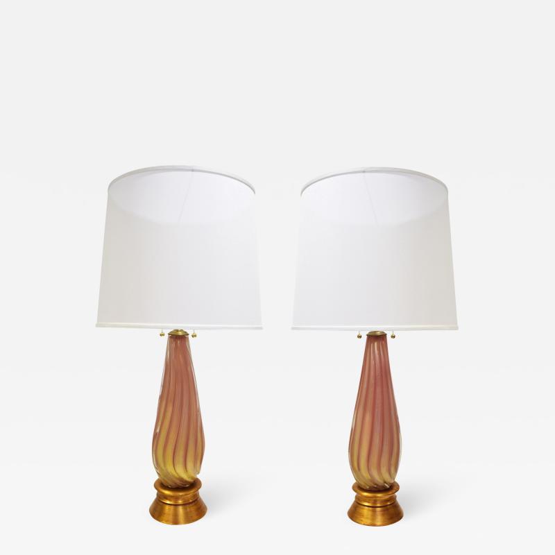  Seguso Seguso Pair Of Exquisite Hand Blown Glass Table Lamps 1950s