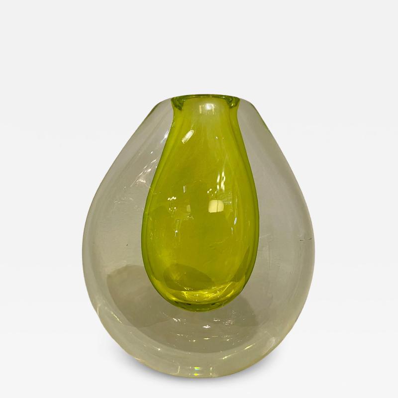  Seguso Seguso Vetri d Arte Large Seguso Vetri dArte Citron and Clear Murano Vase by Flavio Poli