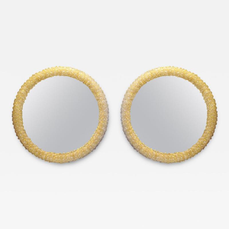  Seguso Seguso Vetri d Arte Pair of Large Floral Murano Glass Mirrors Attributed to Seguso