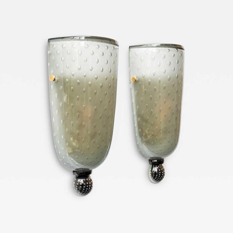  Seguso Seguso Vetri d Arte Pair of smoke grey glass wall lights Seguso attributed design