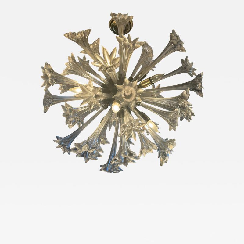  Seguso Seguso Vetri d Arte STUNNING MODERNIST CLEAR MURANO GLASS FLOWER BALL CHANDELIER