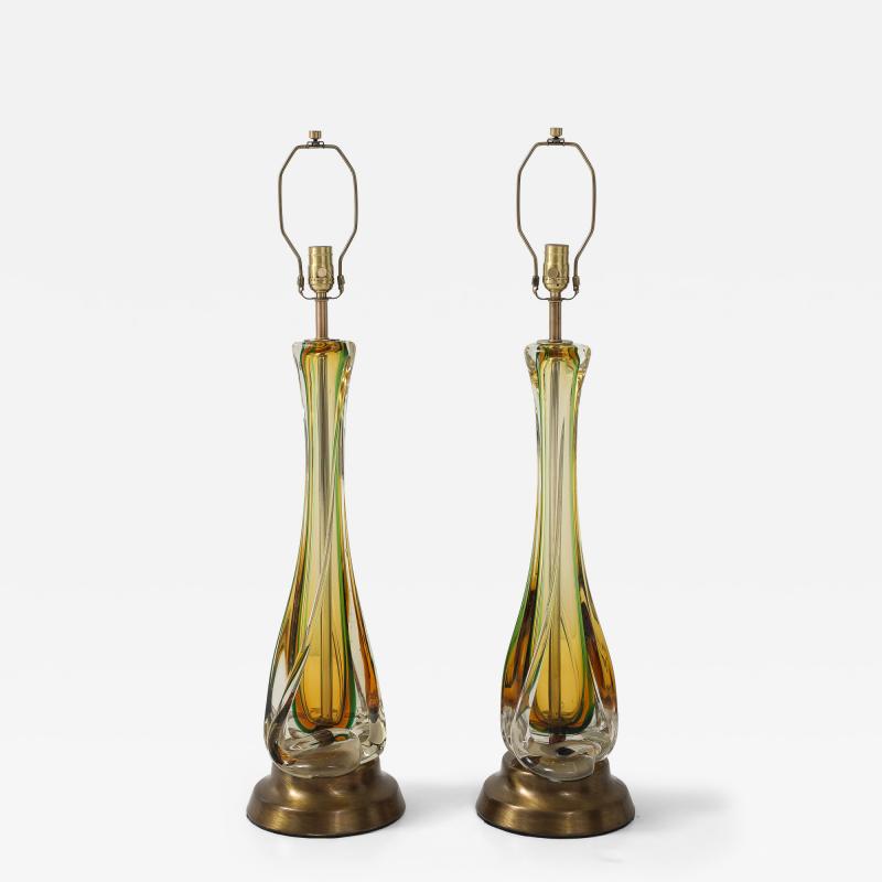  Seguso Seguso Vetri d Arte Seguso Amber Emerald Murano Lamps