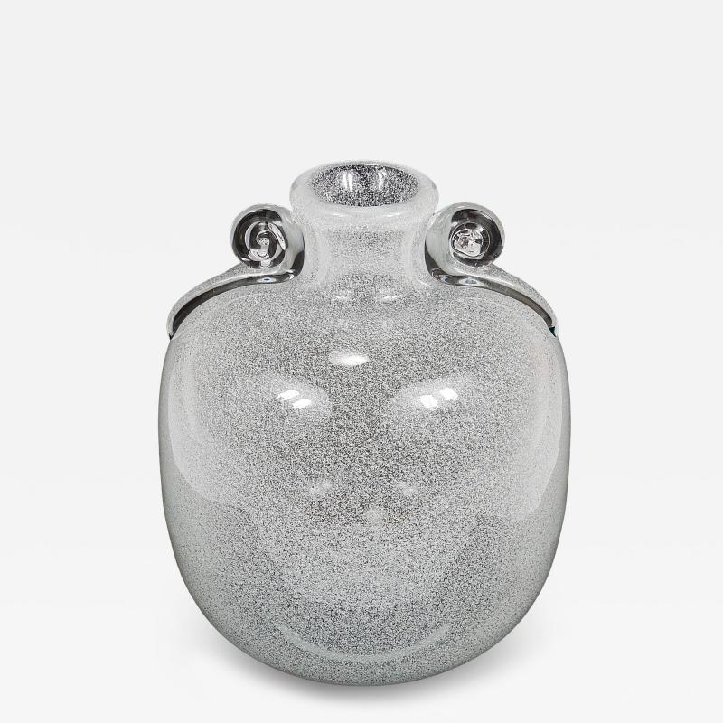  Seguso Seguso Vetri d Arte Seguso Vetri d Arte Pulegoso Bubble Vase with Handles Murano Italy 1950s