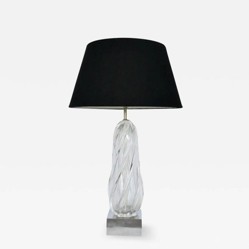  Seguso Tall Seguso Murano Glass Swirl Table Lamp