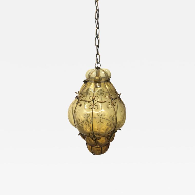  Seguso Verti d Arte Seguso Murano Hand Blown Cage Light Pendant