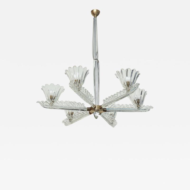  Seguso Vetri dArte Flavio Poli Large Six Arm Chandelier made in Italy by Seguso