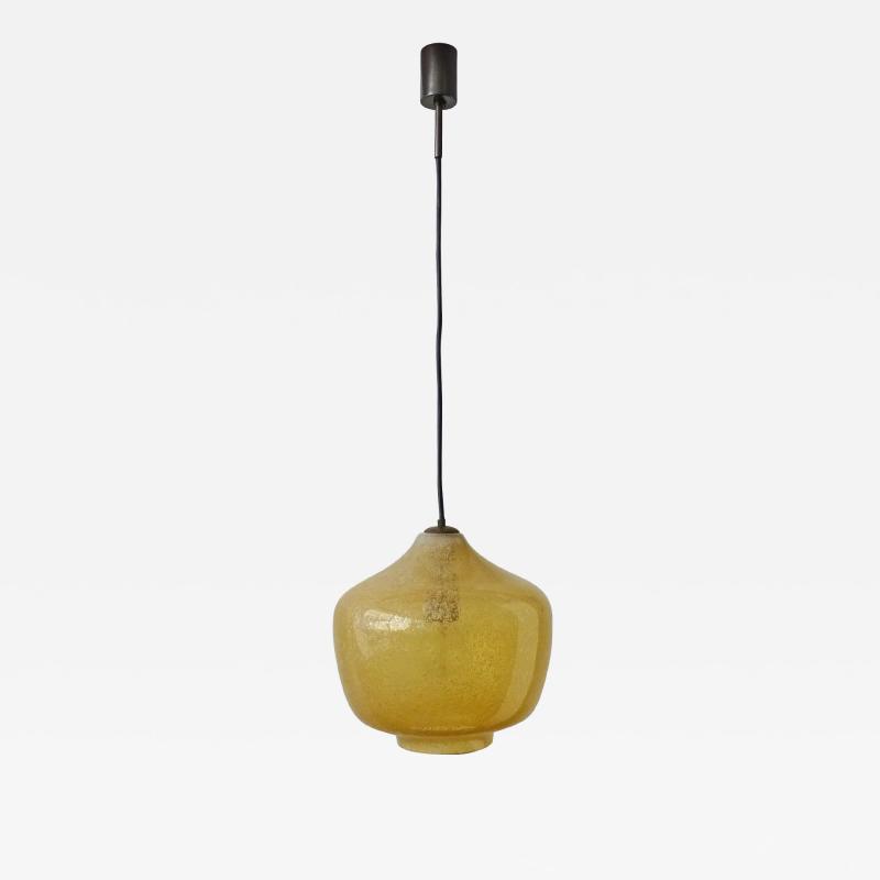  Seguso Vetri dArte Seguso yellow bollicine Murano glass pendant lamp Italy 1950s