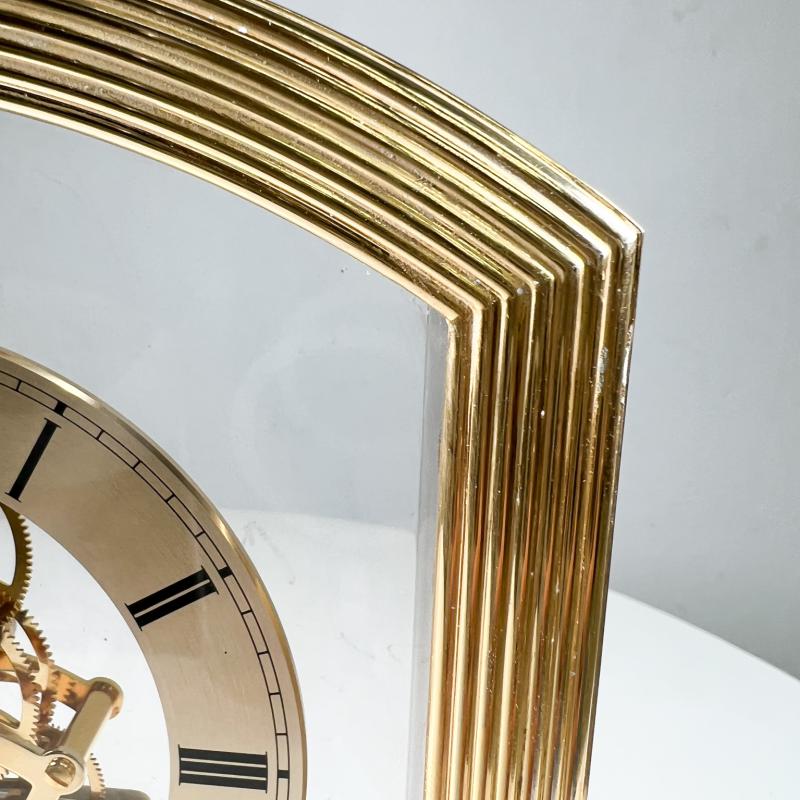 Seiko 1980s Modern Seiko Quartz Skeleton Desk Clock in Brass