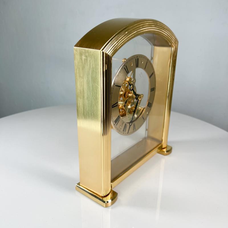 Seiko 1980s Modern Seiko Quartz Skeleton Desk Clock in Brass