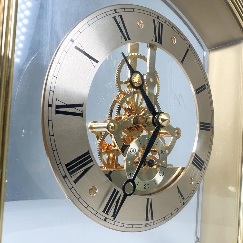 Seiko 1980s Modern Seiko Quartz Skeleton Desk Clock in Brass