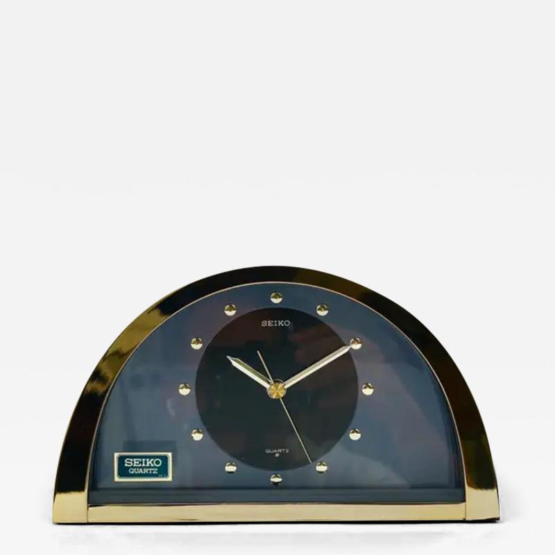  Seiko Beautiful Hollywood Regency Brass See Through Table Clock by Seiko Japan 1980s