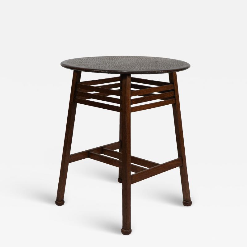  Shapland Petter Shapland Petter An Arts Crafts Oak Side Table with a Hammered Copper Top