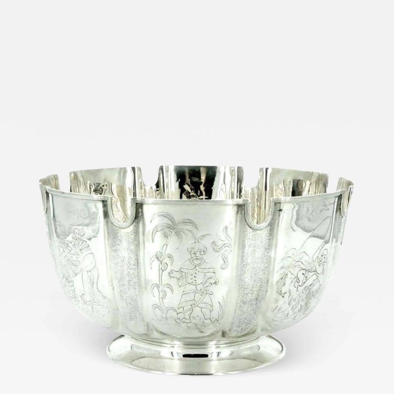  Sheffield Old English Silver Chinoiserie Centerpiece Bowl