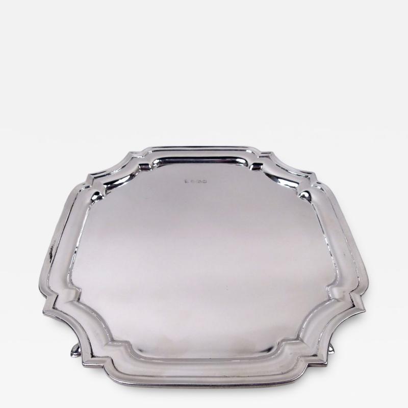  Sheffield Traditional English Georgian Square Cartouche Salver Tray 1930
