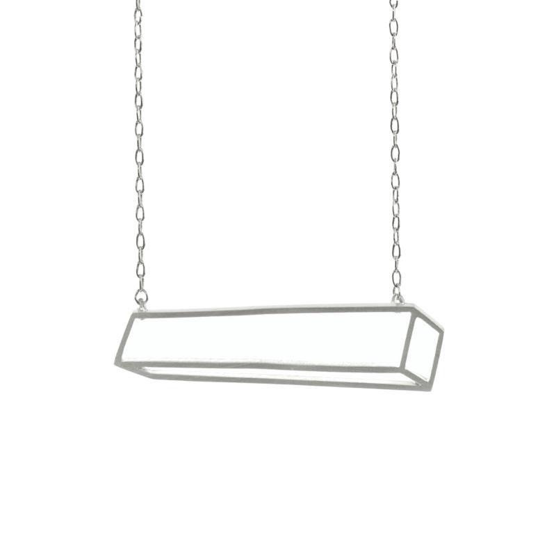  Shimell Madden Shimell Madden Matte Silver Horizontal Bar Necklace