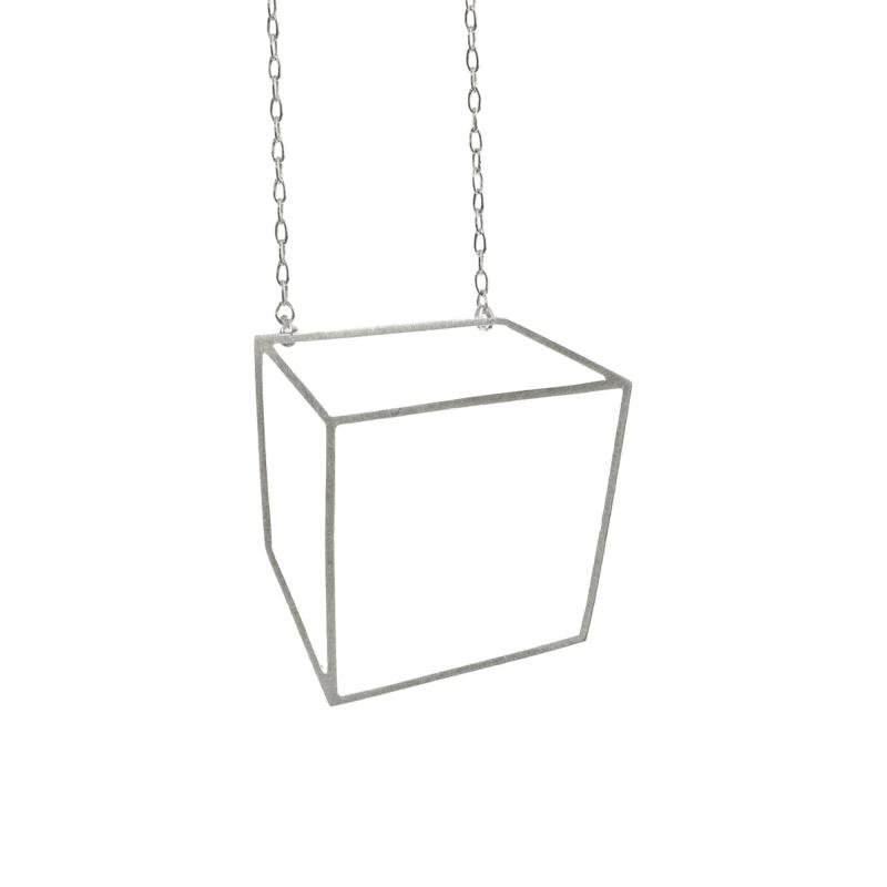  Shimell Madden Shimell Madden Matte Silver Large Cube Necklace