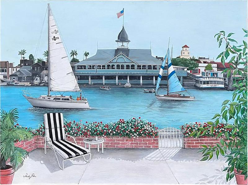  Shirley Piha California Oil Painting of Newport Balboa Harbor Painting by Shirley Piha