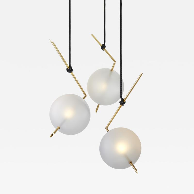  Silvio Mondino Studio Nuvola BOLD Three Lights Stardust White Contemporary Chandelier Handblown Glass