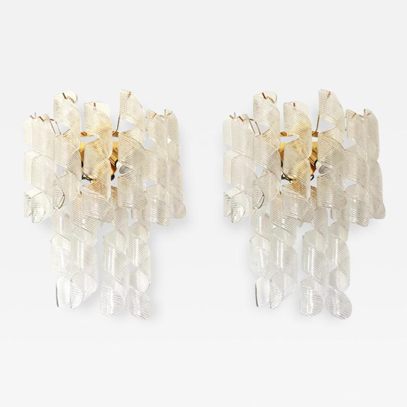  SimoEng A Pair of Contemporary Transparent Ricci Murano Glass