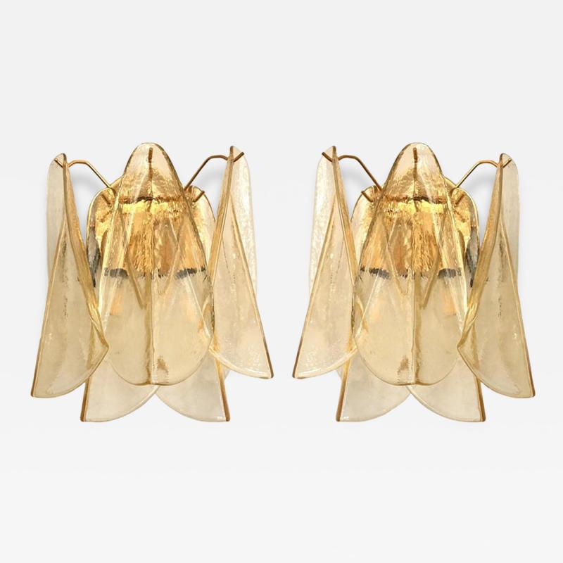  SimoEng Amber Rondini Murano Glass Gold Wall Sconces by Simoeng Set of 2