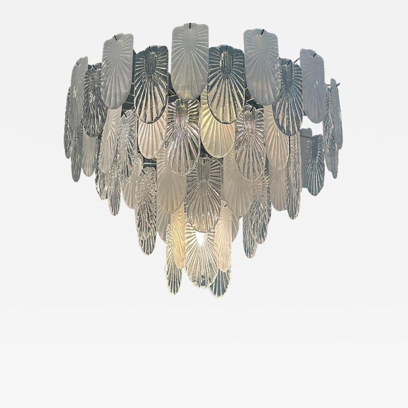  SimoEng Art Deco Murano Style Chandelier Clear and Frosted Italian Sputnik Art