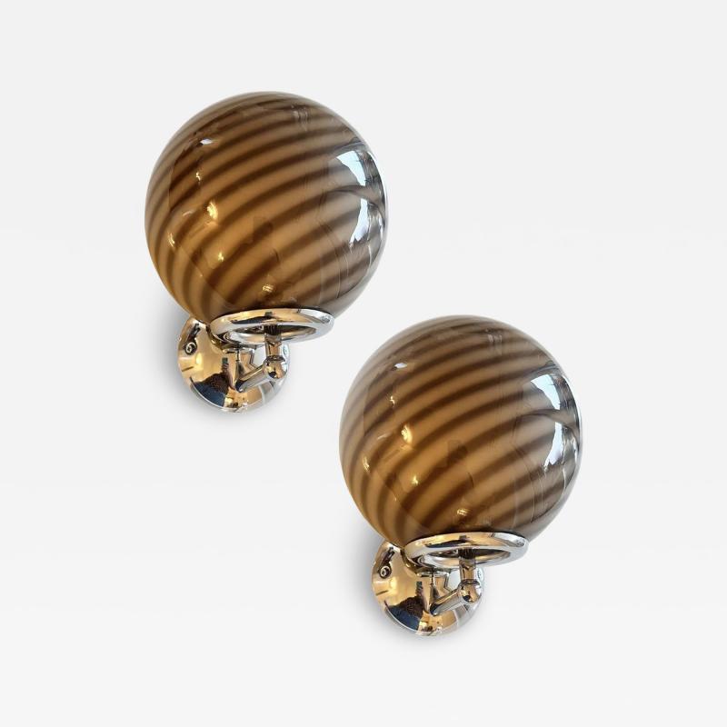  SimoEng Beige and Brown Rods Murano Glass Wall Sconces by Simoeng Set of 2