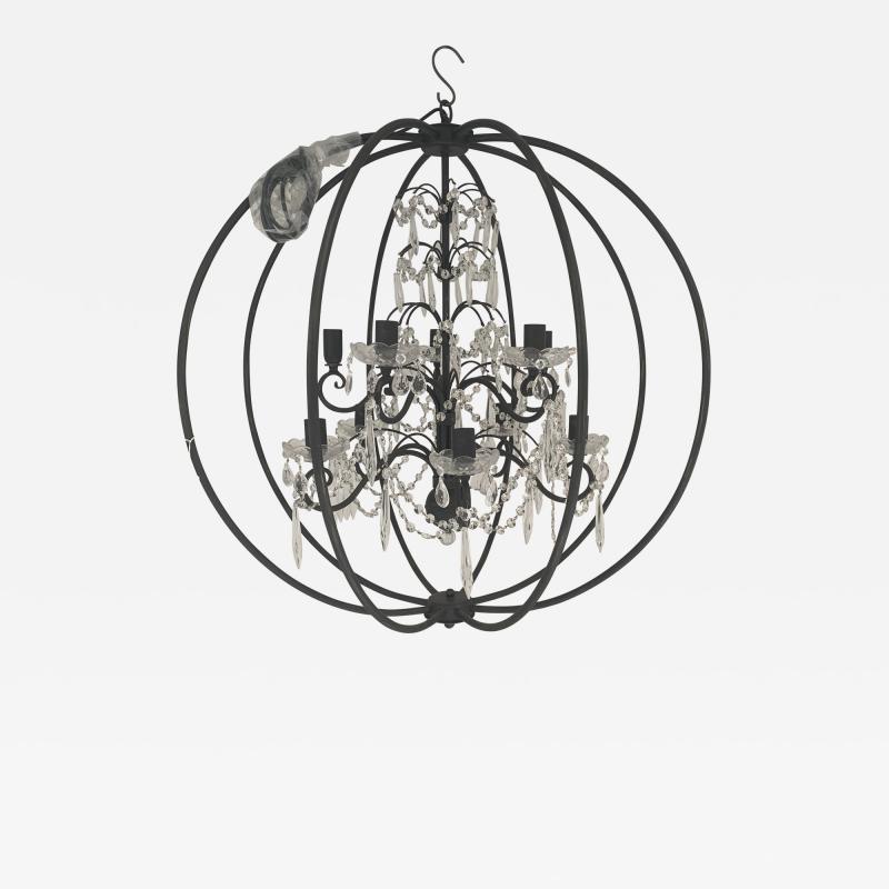  SimoEng Chandelier in black metal 8 lights wrought iron Florentine art made in Italy