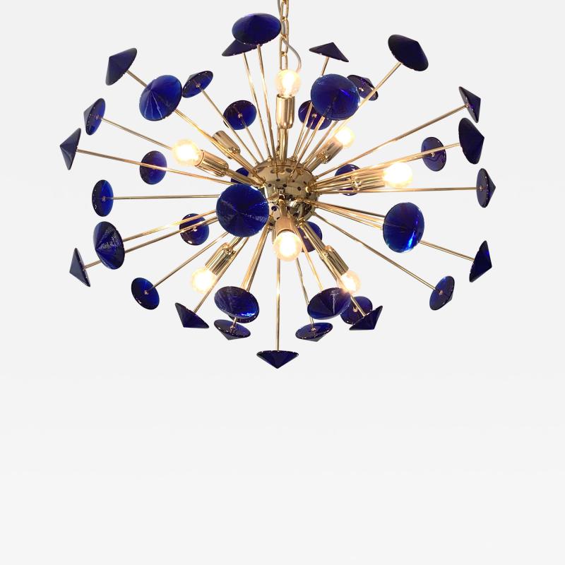  SimoEng Chandelier murano glass sputnik blue italian handmade