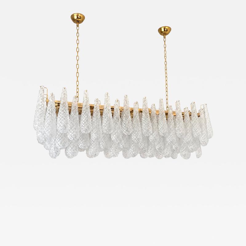  SimoEng Contemporary Clear Conchiglie Murano Glass Rectangular Gold Chandelier