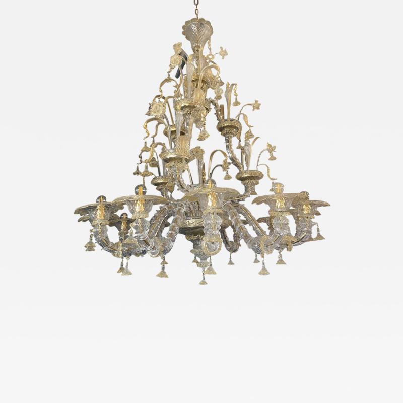  SimoEng Contemporary Floral Venetian Ca Rezzonico Gold Murano Glass Chandelier